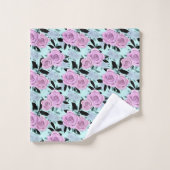 Rosa Rosen, Rose, türkisfarbener Hintergrund Badhandtuch Set (Waschlappen)