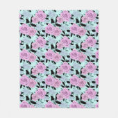 Rosa Rosen, Rose, türkisfarbener Hintergrund Fleecedecke (Vorderseite)