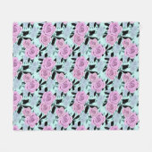 Rosa Rosen, Rose, türkisfarbener Hintergrund Fleecedecke (Vorderseite (Horizontal))