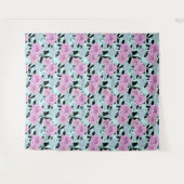 Rosa Rosen, Rose, türkisfarbener Hintergrund Wandteppich (Vorderseite (Horizontal))