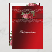 Rosa Rosen Rosenrot - Einladung der Quinceanera (Vorne/Hinten)