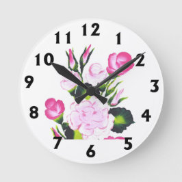 Rosa Rosen-runde Wand-Uhr Runde Wanduhr