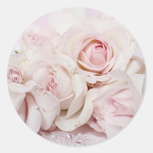 Rosa Rosen Runder Aufkleber (Vorderseite)