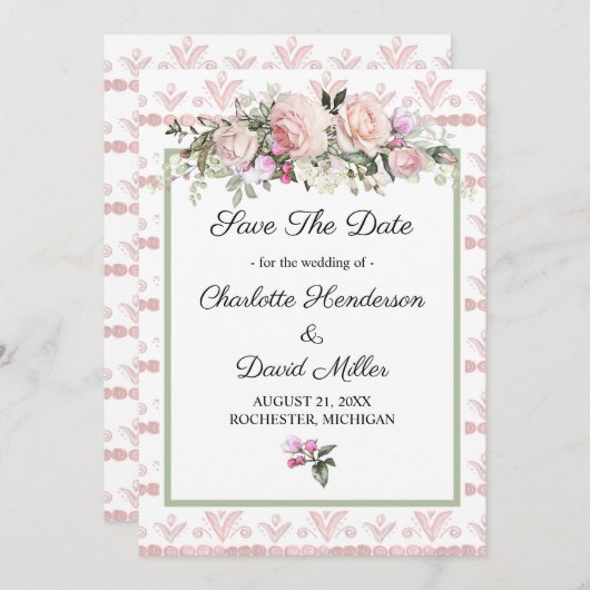 Rosa Rosen Save the Date (Vorne/Hinten)