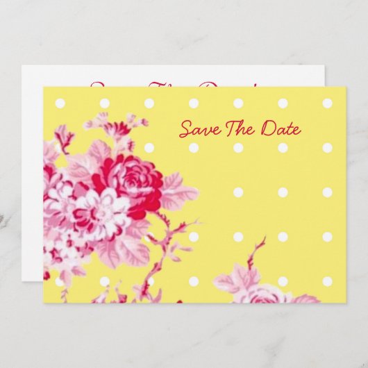 Rosa Rosen Save the Date gelb (Vorne/Hinten)