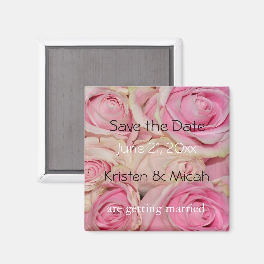 Rosa Rosen Save the Date Magnet (Vorderseite/Rückseite)