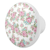 Rosa Rosen-schäbiger Vintager Keramikknauf (Rechts)