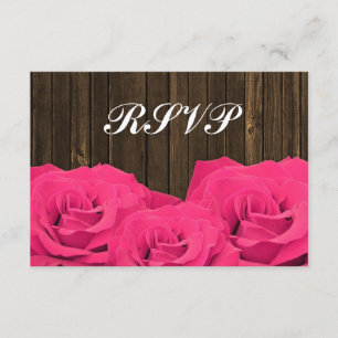 Rosa Rosen-Scheunen-hölzerne Hochzeit UAWG RSVP Karte