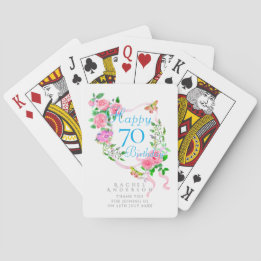 Rosa Rosen-Schleife 70. Geburtstag Spielkarten