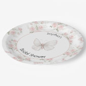 Rosa Rosen Schleifen Brautparty Pappteller (Schrägansicht)