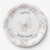 Rosa Rosen Schleifen Brautparty Pappteller (Vorderseite)