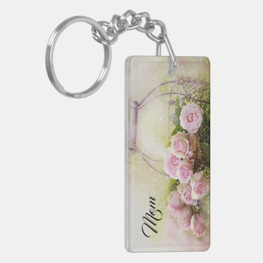 Rosa Rosen Schlüsselanhänger (Vorderseite links)