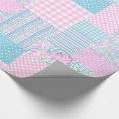 Rosa Rosen, Schmetterlinge: Imitat-Patchwork Geschenkpapier (Ecke)
