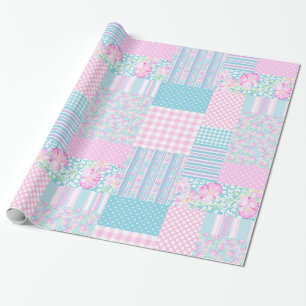 Rosa Rosen, Schmetterlinge: Imitat-Patchwork Geschenkpapier