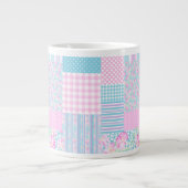 Rosa Rosen, Schmetterlinge Imitate Patchwork Jumbo Jumbo-Tasse (Vorderseite)