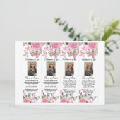 Rosa Rosen-Schmetterlings-Begräbnis-Lesezeichen Einladung (Stehend Vorderseite)