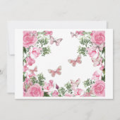 Rosa Rosen-Schmetterlings-Begräbnis-Lesezeichen Einladung (Rückseite)
