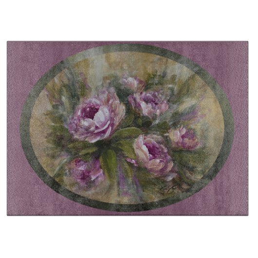 Rosa Rosen Schneidebrett (Vorderseite)
