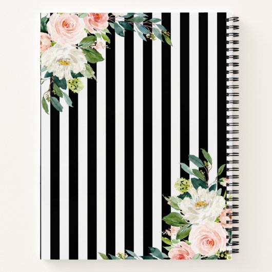 Rosa Rosen, schwarz und weiß, rosa Rezepturbuch Notizblock (Rückseite)