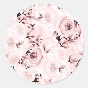 Rosa Rosen Shabby Chic Glam Elegante Blumenparty Runder Aufkleber