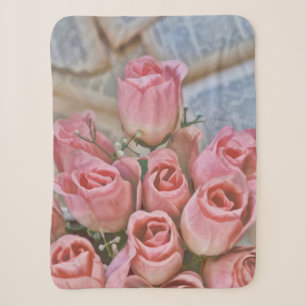 Rosa Rosen Shabby Chic Landhausstil Vintage Sherpadecke