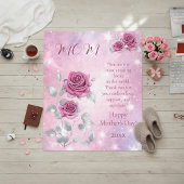 Rosa Rosen Silber Blätter Sparkling Mama Fleecedecke