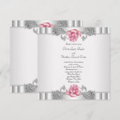 Rosa Rosen Silver White Pink Elegante Hochzeit Einladung (Vorne/Hinten)