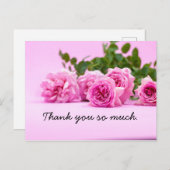 Rosa Rosen sind auf rosa danke Postkarte (Vorne/Hinten)