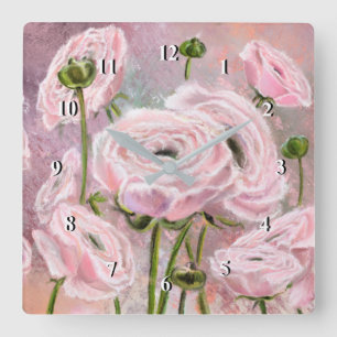 Rosa Rosen - Speziell für Sie - Originalgemälde Quadratische Wanduhr