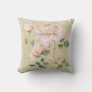 Rosa Rosen & Spitze floral vintage Kissen