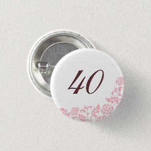 Rosa Rosen-Spitzen-Schriftzug Zahl / Alter Button