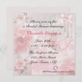 Rosa Rosen, Spitzen und Perlen Einladung (Vorne/Hinten)