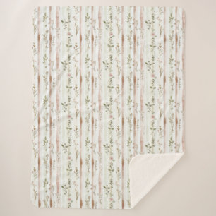 Rosa Rosen Streifen Floral Sherpadecke
