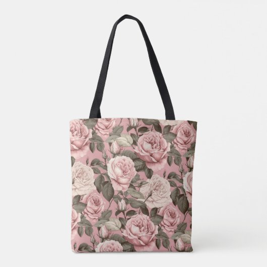 Rosa Rosen Tasche (Rückseite)
