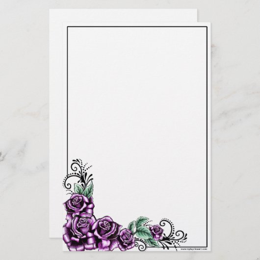 Rosa Rosen-Tätowierungvalentine-Briefpapier Briefpapier (Vorne/Hinten)