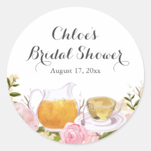 Rosa Rosen-Teetasse-Brautstrauß-Aufkleber Runder Aufkleber