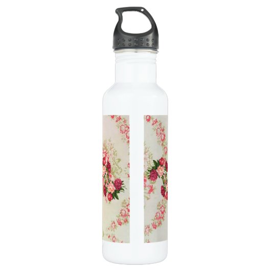 Rosa Rosen Trinkflasche (Rückseite)