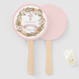 Rosa Rosen | Trockene Gräser Flora Girl Taufe Fächer