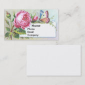 Rosa Rosen-u. Schmetterlings-viktorianische Visitenkarte (Vorne/Hinten)