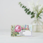 Rosa Rosen-u. Schmetterlings-viktorianische Visitenkarte (Stehend Vorderseite)