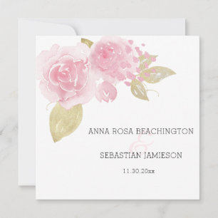 ** Rosa Rosen - UAWG QR Gold Floral AR15 Wedding Einladung