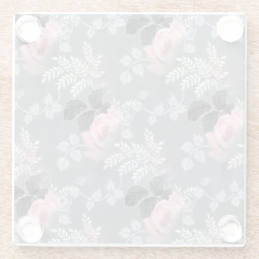 Rosa Rosen über grauem Hintergrund Glasuntersetzer (Rückseite)