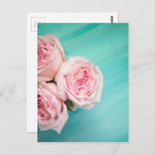 Rosa Rosen und aquamariner Hintergrund Postkarte (Vorne/Hinten)