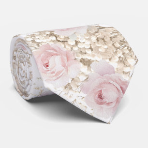 Rosa Rosen und Baby-Atem-Muster Krawatte