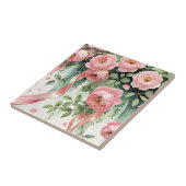 Rosa Rosen und Bänder Fliese (Seite)