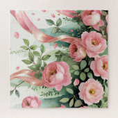 Rosa Rosen und Bänder Puzzle (Horizontal)
