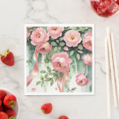 Rosa Rosen und Bänder Serviette (Beispiel)