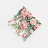 Rosa Rosen und Bänder Serviette (Ecke)