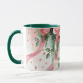 Rosa Rosen und Bänder Tasse (Links)