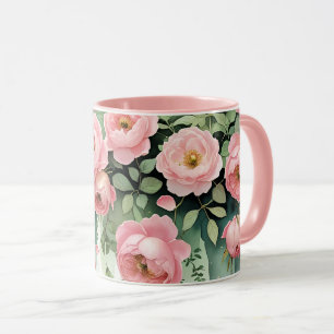Rosa Rosen und Bänder Tasse